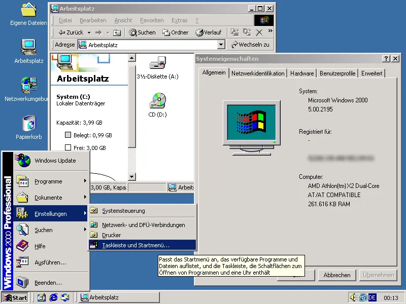 Windows 2000 )Bild: Wikipedia, gemeinfrei)